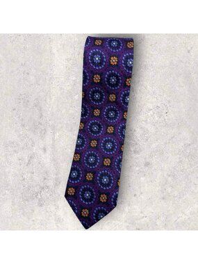 PRINCIPE Silk Tie ITALY Purple Blue Orange Floral W:3.2" EUC